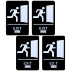 4 Pcs Exit Sign with Braille ADA Compliant 9x6 Inch for Business