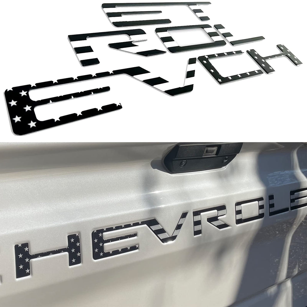 Tailgate Insert Letters Compatible with 2019 2020 2021 2022 2023 3D Emblems with Strong 3-m Adhesive Black American Flag, xflhgq3
