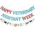 Qttier Happy Veterinary Assistant Week Banner, Pre-strung
