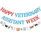 Qttier Happy Veterinary Assistant Week Banner, Pre-strung