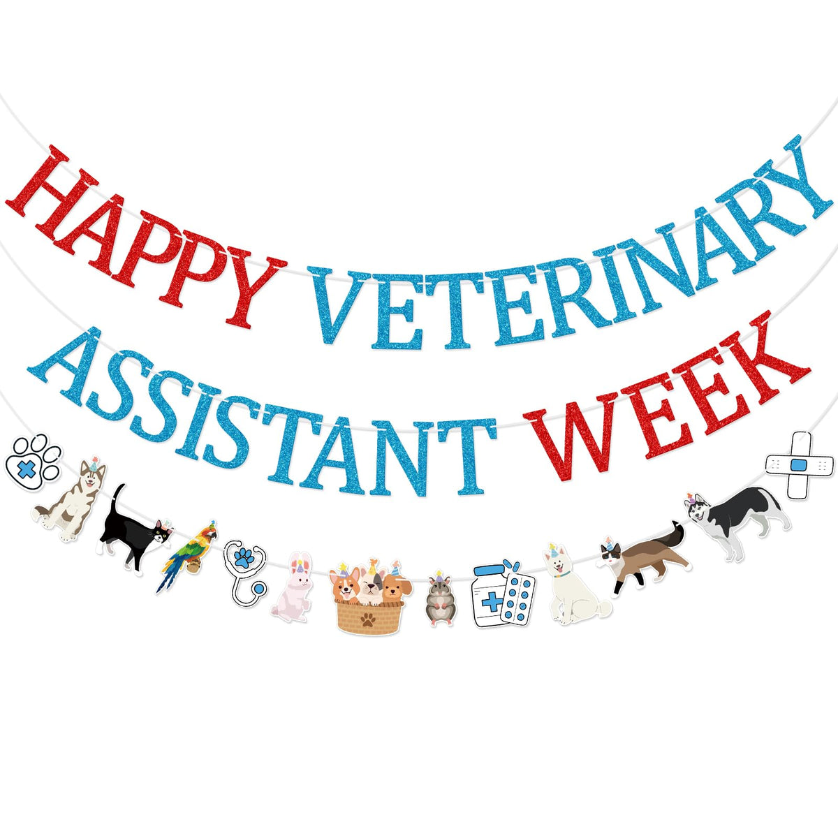 Qttier Happy Veterinary Assistant Week Banner, Pre-strung
