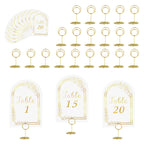 JOYIT 20 Sets Wedding Table Numbers 1-20 with 20 Pcs Table Number Holders White Gold 20 Cards+20 Holders(Round)