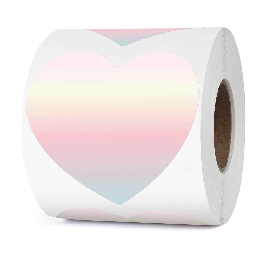 Heart Thermal Labels 3 Inch Gradient Red Vinyl Stickers 500 PCS