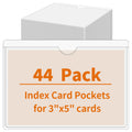 44 Pcs Storage Bin Labels, 3×5 in Index Card Holder, Clear Adhesive Pockets