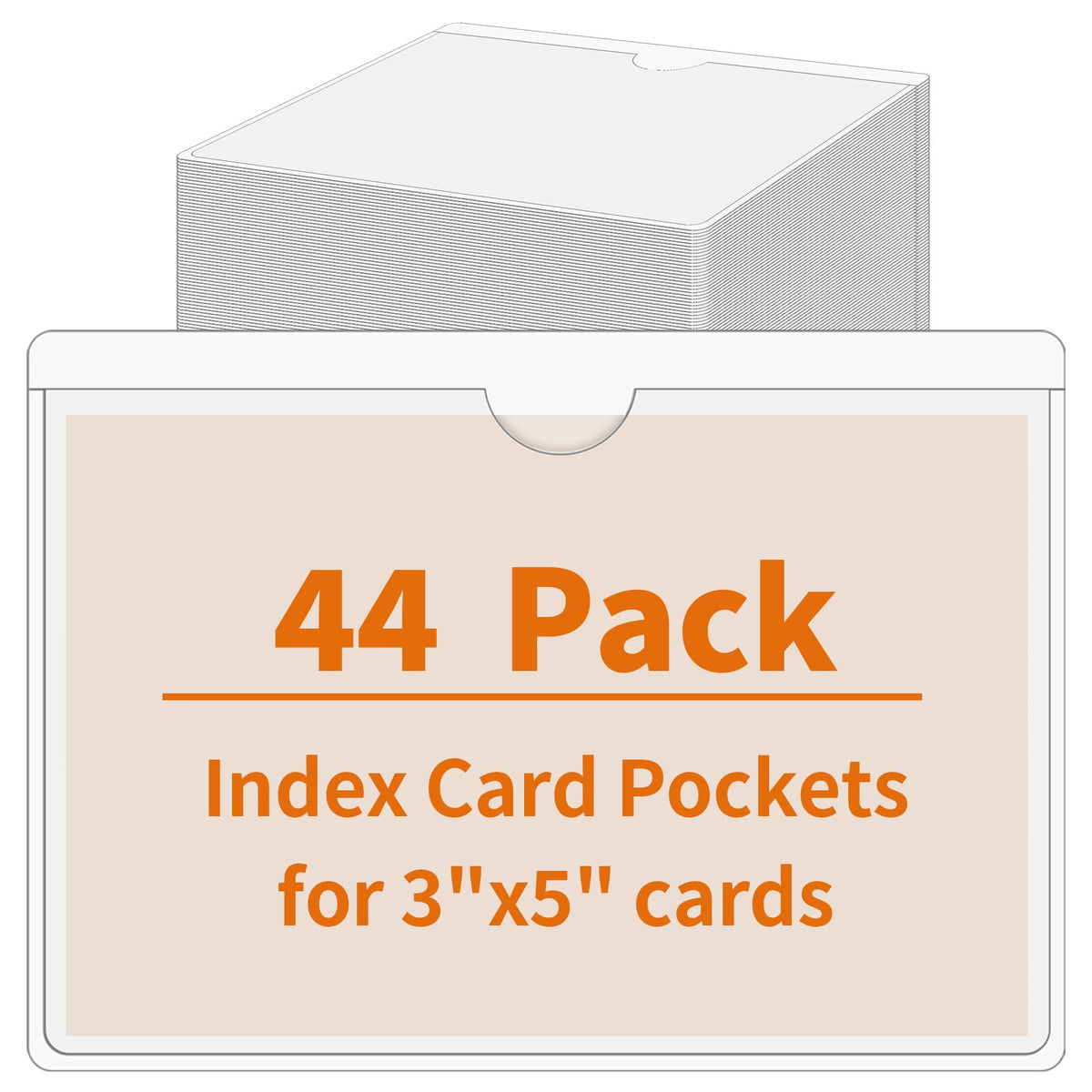 44 Pcs Storage Bin Labels, 3×5 in Index Card Holder, Clear Adhesive Pockets
