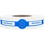 Alcohol To Go drink and straw tamper-evident proof seals, 0.625x10 inch food safety labels, roll of 500, case of 5 rolls.