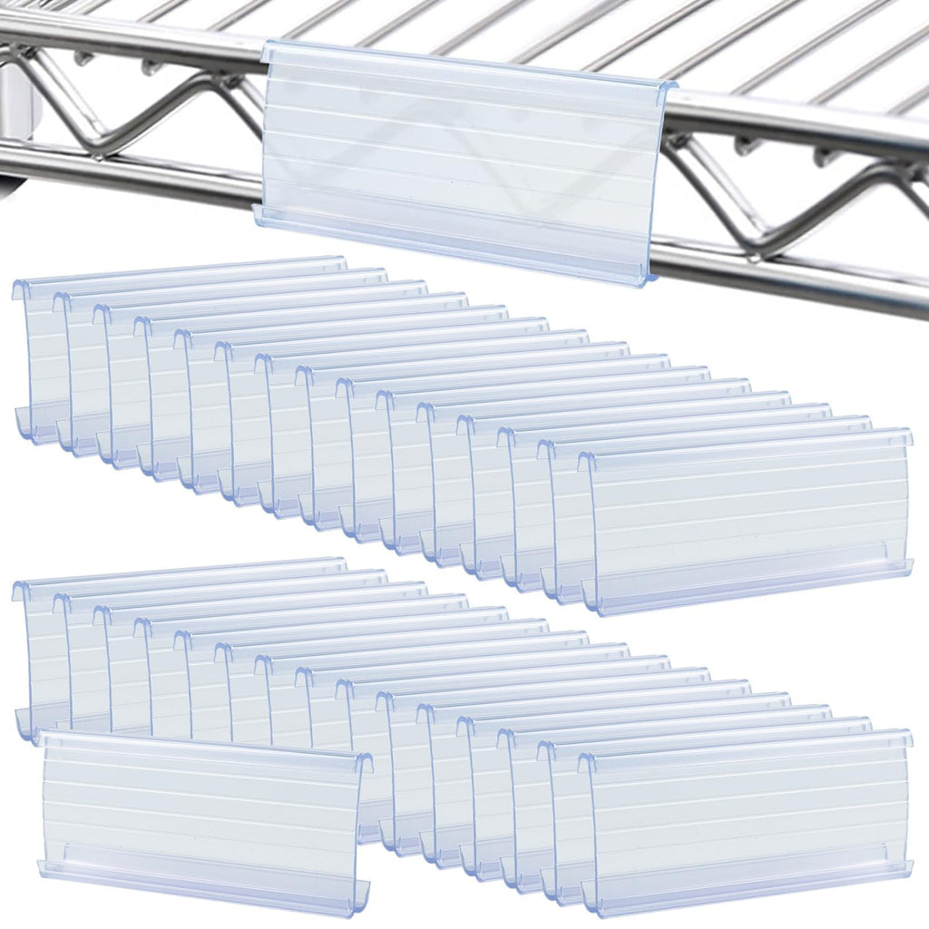 38 Pack Wire Shelf Label Holder, 3 inch Shelf Labels, Shelf Clips for Metal Shelving(Paper Insert Not Included) 38