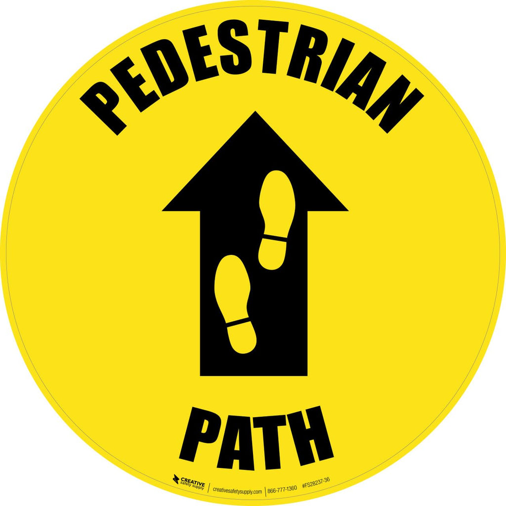 Creative Safety Suppy Pedestrian Path Floor Sign (12in x 12in) 12" x 12"