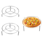 3 PCS 7 Inch Stainless Steel Wire Pizza Pan Riser Stand Round Pizza Tray Riser Rack Tabletop Serving Stand for Food Trays and Platters Display Stands for Home Restaurant and Party, Silver