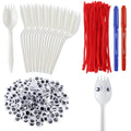 Relaxgiant 50 Set Fork Craft Kit DIY Disposable Creativity Sporks Red Pipe Cleaners Self Adhesive Wiggle Googly Eyes Make Your Own Craft Kit 202