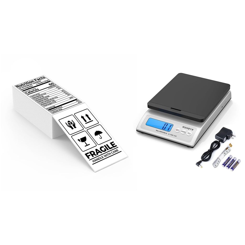 3x5 Inch Thermal Shipping Label+Shipping Scale, Accurate 66lb/0.1oz Postal Scale