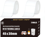 M110 Thermal Labels, 1.57''x1.18'' Compatible for Phomemo Printer M110 M220 M200 M120 M221 Labels Print Master Refill for NADA Print N20 Label Refill Clabel 221B 40x30mm 2 Rolls White 40x30mm White 2 Rolls
