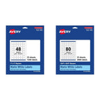 Avery Matte White Square Labels Bundle with Sure Feed - 1" x 1" 1,200 Labels & 3/4" x 3/4" 2,000 Labels