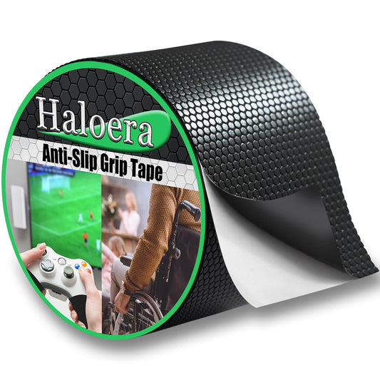 Haloera Rubber Grip Tape for Handle Anti-Slip - Heavy Duty Non-Abrasive Waterproof Tape for Indoor & Outdoor, Contact Surfaces Safer, Comfort, Noise Reduction, Customizable - (Black, 2In x 10Ft) Black