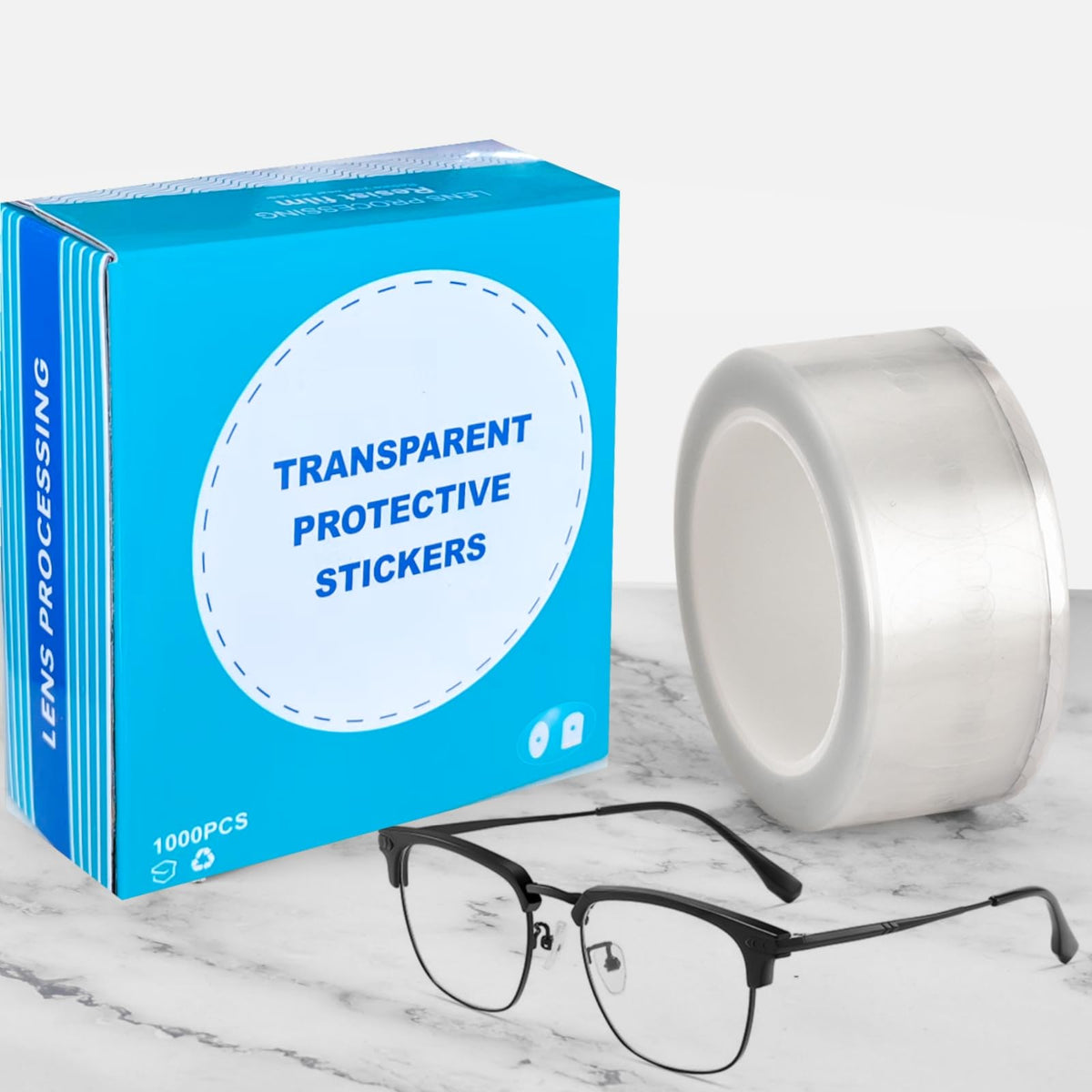 WINDIR Clear Lens Edging Blocking Pads, Anti Slip 1000Pcs Optical Eyeglasses Transparent Oval Adhesive Sticker Tape Processing Polishing for Glasses, Lenses 1x1.65inch (1000Pcs Clear)