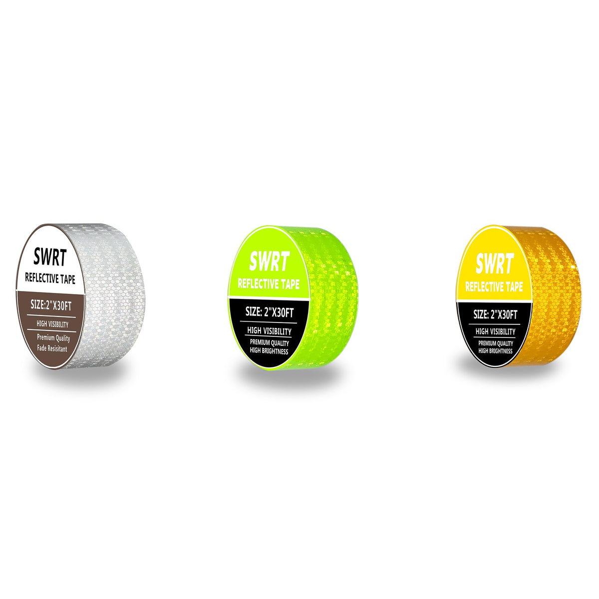 SWRT Reflective Tape 2 Inch x 30 Feet DOT-C2 Grenn and White and Yellow Reflective Tape Outdoor Waterproof Strong Adhesive Safety Warning Tape