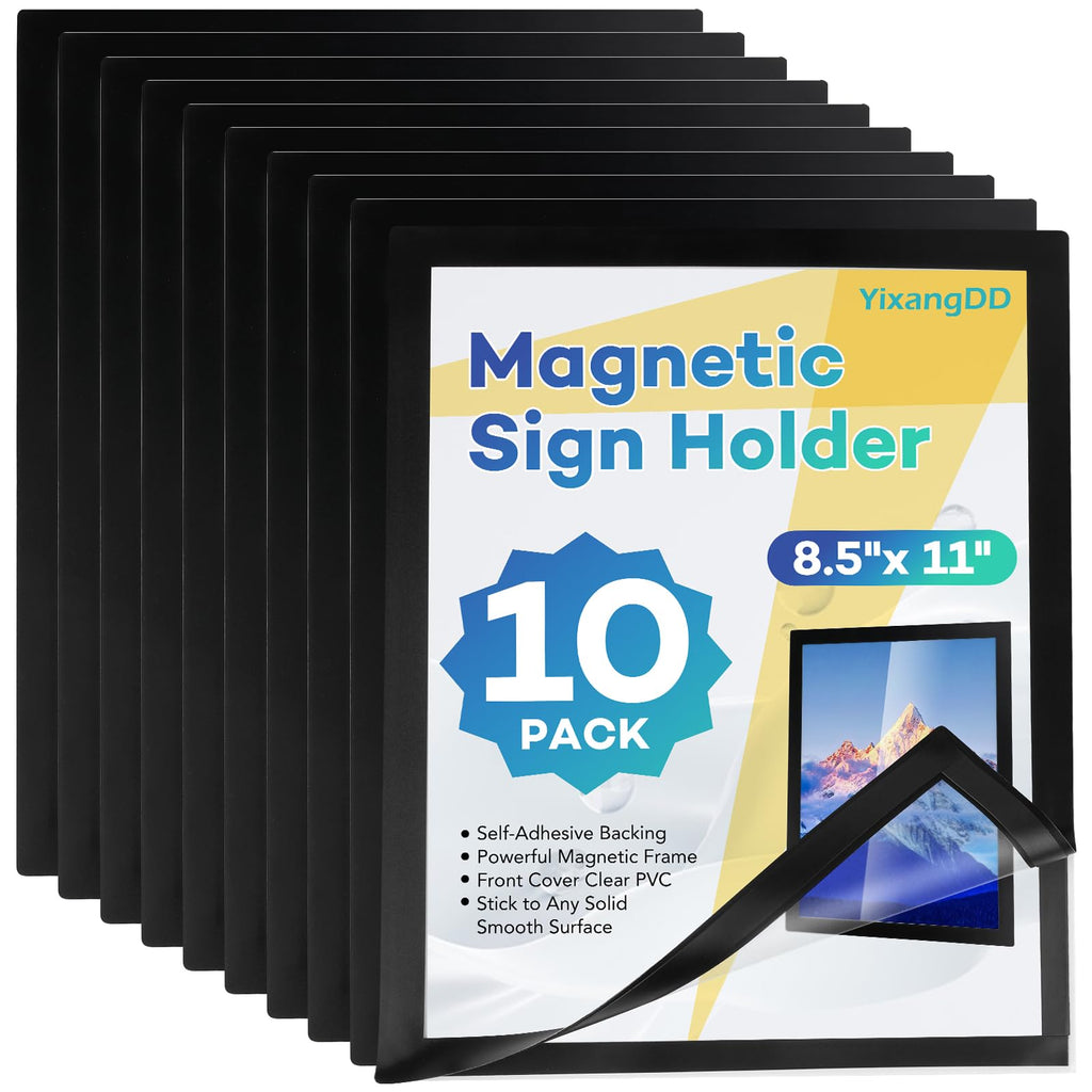YixangDD 10 Pack Magnetic Sign Holder 8.5 x 11, Magnetic Paper Holder 8.5"x11" 10 Pack