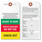 SmartSign "Ready to Rent" Two-Sided Tags with Tear-Off Stubs - Pack of 100 | 6.25" x 3.125" Polylith Plastic, 10 mil