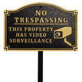 No Trespassing Private Property Video Surveillance Sign with Stakes