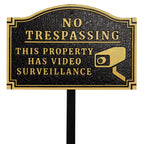 No Trespassing Private Property Video Surveillance Sign with Stakes