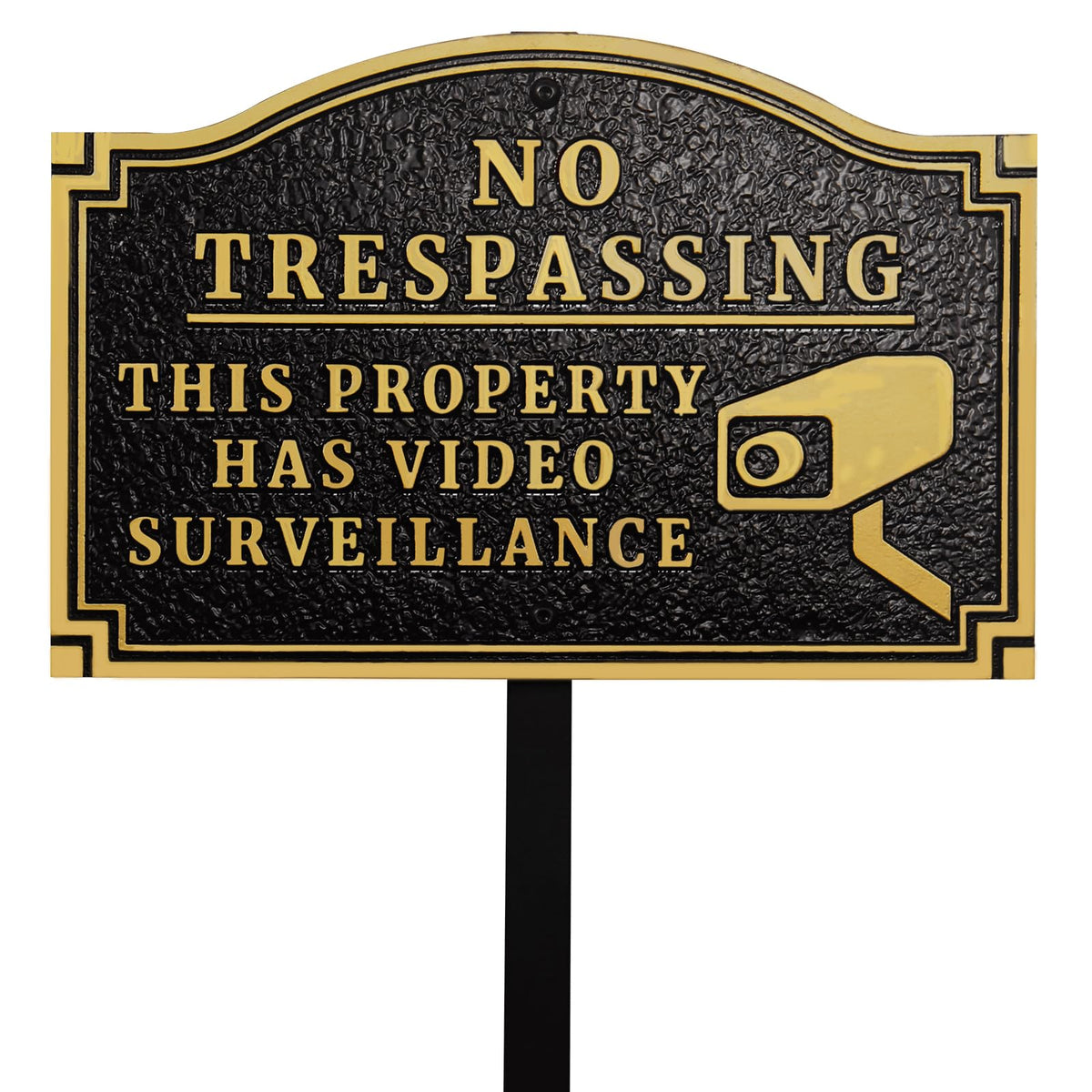 No Trespassing Private Property Video Surveillance Sign with Stakes