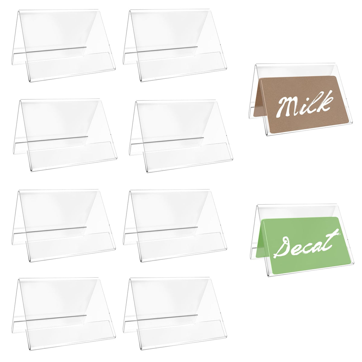 10 PCS Acrylic Table Tent Sign with 20 PCS Cards Coffee and Tea Beverage Table Display Tent Beverage Sign Set for Party Buffet Restaurant Banquet Wedding Indoor Outdoor 3.54 x 2.36''