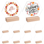 Framendino, 10 Pack Hexagon Acrylic Table Sign with Wood Stand DIY Wedding Signs Blank Holder Numbers Base for Party Decor