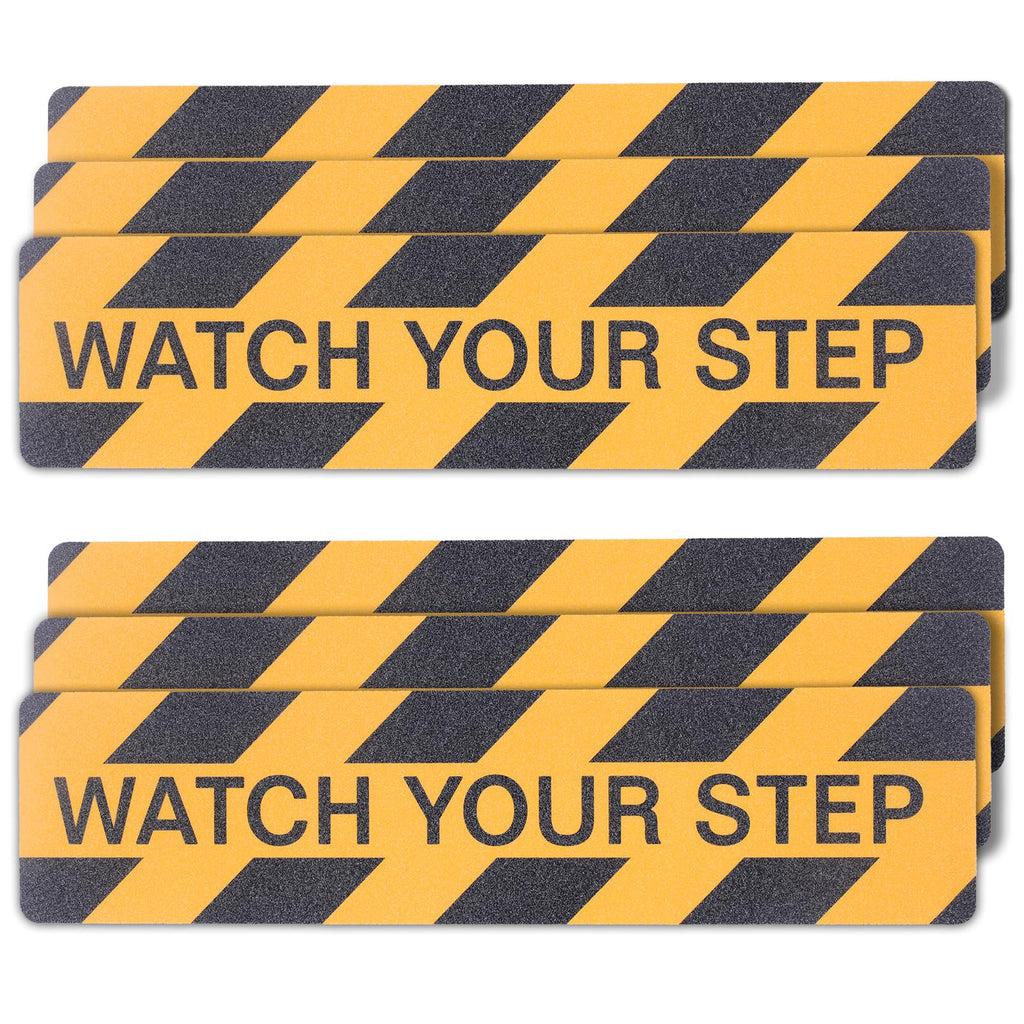 Watch Your Step Decals, 6 x 24 Inch, 6 Pack Caution Warning Stickers