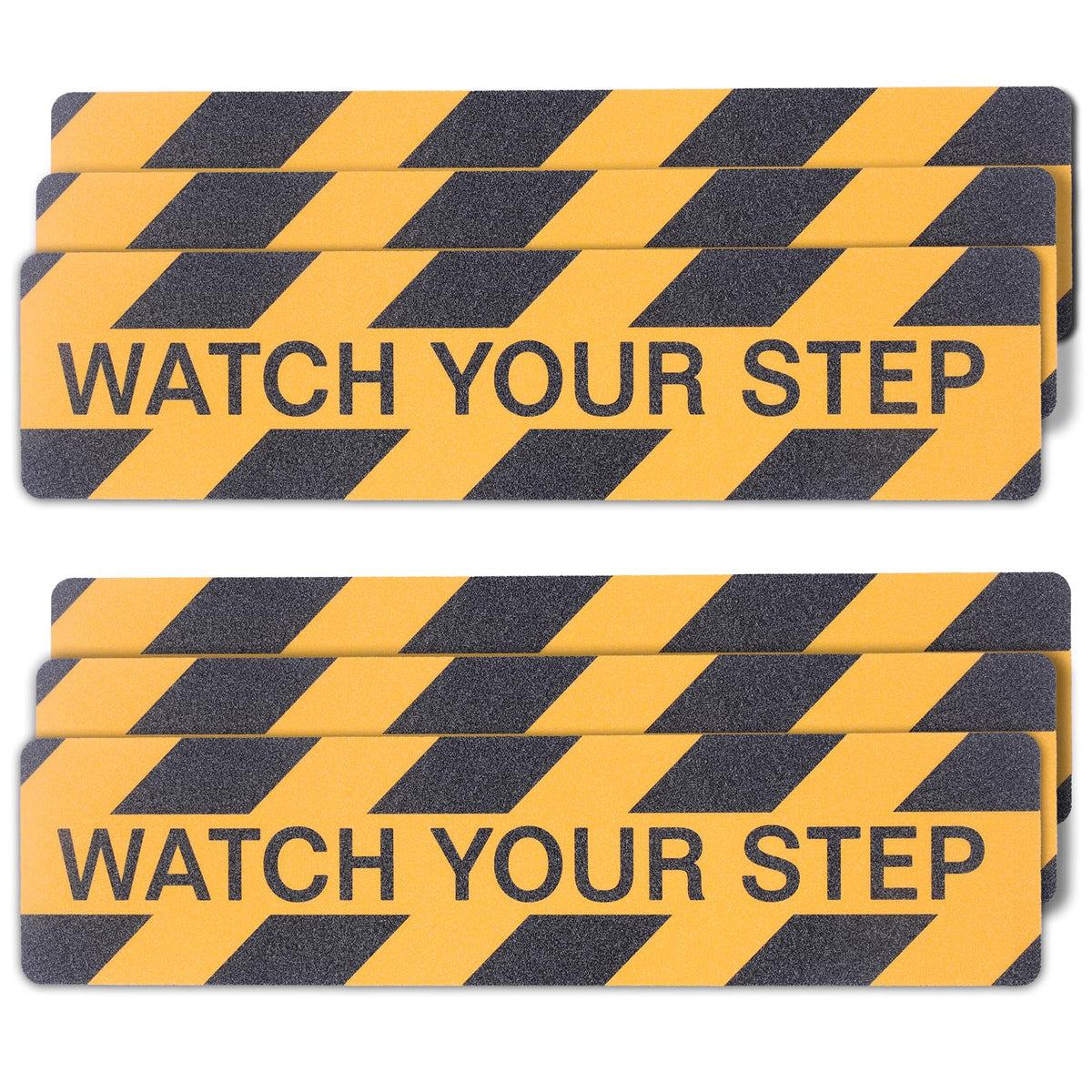 Watch Your Step Decals, 6 x 24 Inch, 6 Pack Caution Warning Stickers