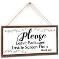 TOMATO FANQIE Leave Packages Inside Gate Inside Fence Sign, Wood Sign for Front Door, Package Delivery (White) White