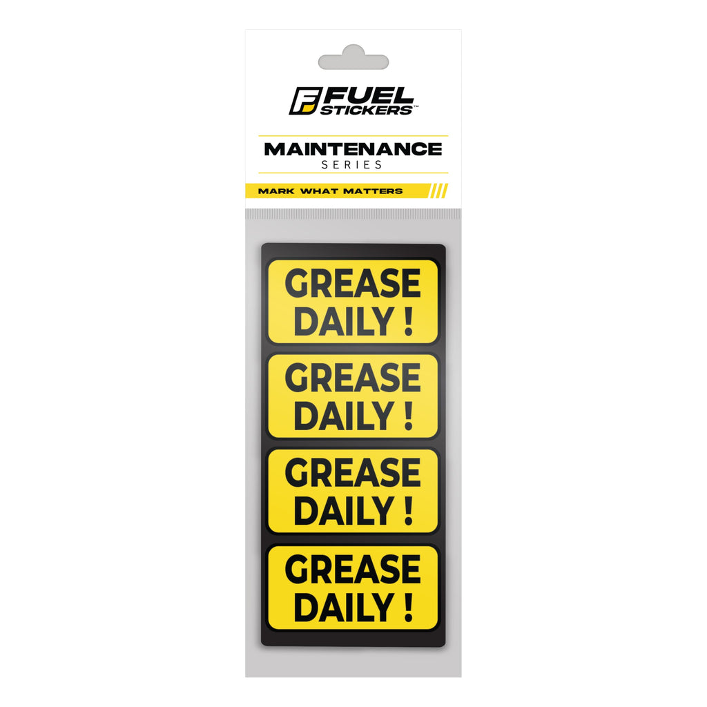 Grease Daily Sticker (small) | Lubricate Daily | Maintenance, Repair, Operations Labels | Machinery and Equipment - Heavy-Duty, Ultra Durable – USA Made (2x1 inch), 20 Labels Grease Daily 20-Pack