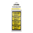 Grease Daily Sticker (small) | Lubricate Daily | Maintenance, Repair, Operations Labels | Machinery and Equipment - Heavy-Duty, Ultra Durable – USA Made (2x1 inch), 20 Labels Grease Daily 20-Pack