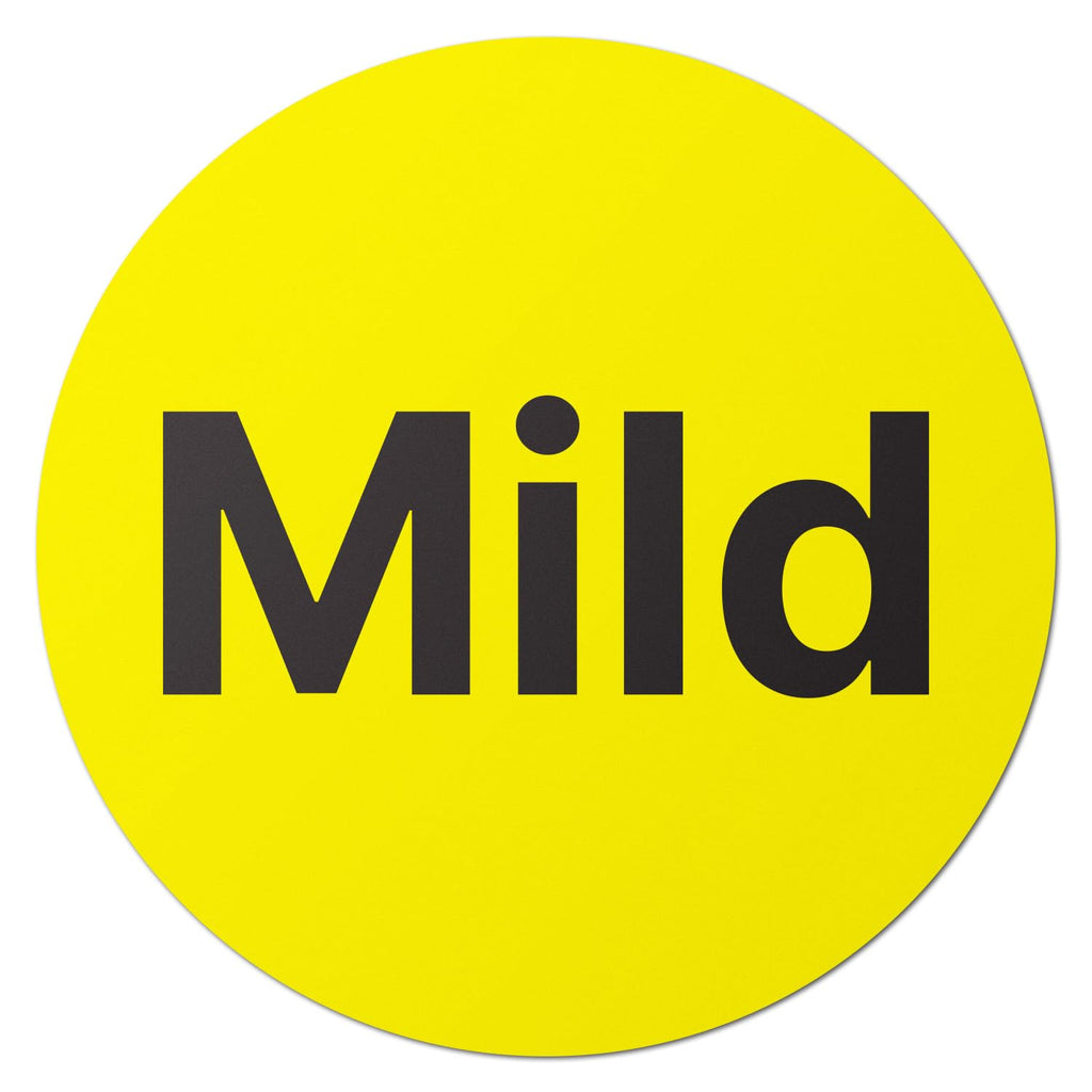 TucoDeals | Mild Labels Stickers - 1.5" Round Food Meal Choice Label Stickers for Restaurant Deli Grocery Store Food Packaging Food Truck, Strong Adhesive & Easy Peel (Yellow, 300 Labels on Sheet)