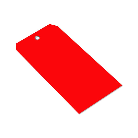 SmartSign (Pack of 100) Red Plastic Tags with Pre-Punched Hole, 6.25" x 3.125", Size#8, 10 mil Thick Tear-Proof Polylith Plastic Tags with Metal Eyelet, Writable Blank Tags for Shipping, Labeling
