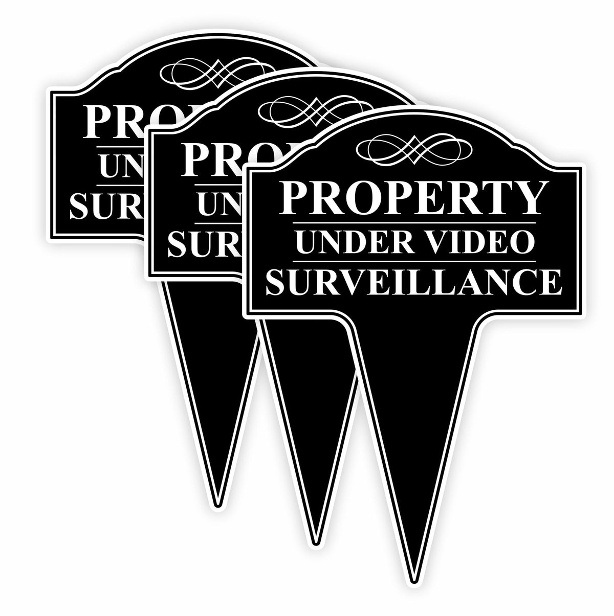 MRC Wood Products Property Under Video Surveillance Sign, Metal 24 Hour Surveillance Sign, Video Monitor Sign for Outdoors, Protected By Video Surveillance Outdoor Sign10x14 (3), Black, STS-003 3