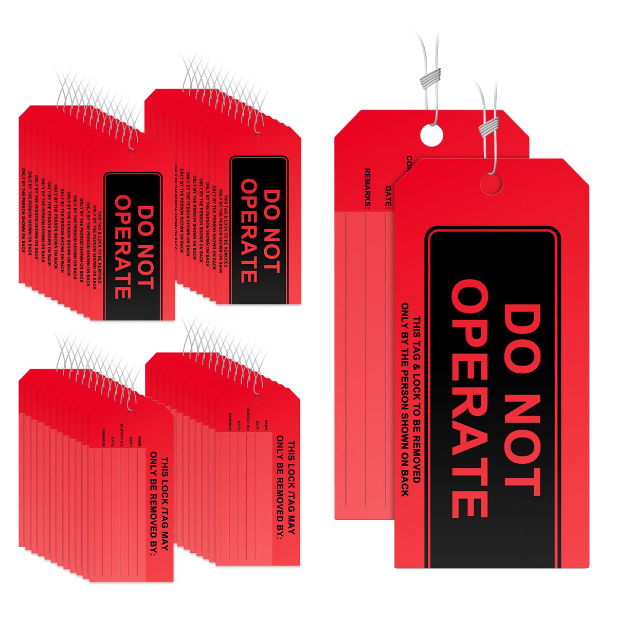 Lock Out Tags,100-pk Tagout Tags with Wires Attached,Tear & Water Resistant PVC-Plastic-Danger Do Not Operate 100
