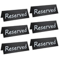 6 Pack Acrylic Reserved Table Signs for Wedding Party Restaurant - Double Sided Reserved Tent Sign for Tables Chairs - Wedding Accessories Guest Reservation Sign - 7.9 x 2.7 Inches - Black White Words Black Background