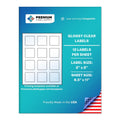 Premium Label Supply Glossy Clear Sticker Square Labels – 2" x 2" – Laser/Inkjet Compatible – (12 per Sheet), 10 Sheets – 120 Total Adhesive Labels 120 Labels