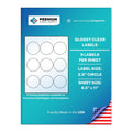 Premium Label Supply Glossy Clear Sticker Round Labels – 2.5" Circle – Laser/Inkjet Compatible – (9 per Sheet), 25 Sheets – 225 Total Adhesive Labels 225 Labels