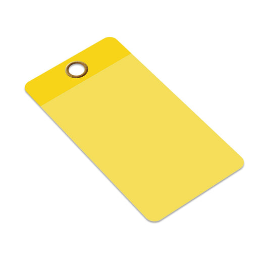 SmartSign (Pack of 25) 2.25 x 4.25 inch Blank Yellow Writeable Self-Laminating Tags, 10 mil Thick Vinyl with Clear Polyester Flap