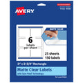 Avery Matte Clear Rectangle Labels, Sure Feed Technology, 3" x 3.75", 150 Matte Clear Labels, Print-to-The-Edge, Laser/Inkjet Printable 150 labels