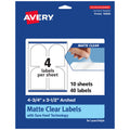 Avery Matte Clear Arched Labels, Sure Feed Technology, 4.75" x 3.5", 40 Matte Clear Labels, Print-to-The-Edge, Laser/Inkjet Printable 40 labels