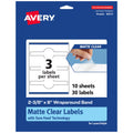 Avery Matte Clear Wraparound Band Labels, Sure Feed Technology, 2-3/8" x 8", Cigar Band Labels, 30 Total, Laser/Inkjet Printable 30 labels