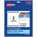 Avery® Matte Clear Rectangle Labels, Sure Feed® Technology, 5" x 8-1/8", 50 Matte Clear Labels, Laser/Inkjet Printable 50 labels