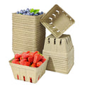 30 Pack Natural Pulp Fiber Berry Basket,Small Molded Produce Vented Basket Square