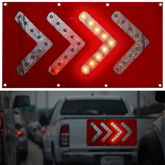 Hahafelt 1 Pcs LED Magnetic Traffic Arrow Sign 18 x 33 Inch Arrow Banner Directional Traffic Guide Light Flashing Warning Sign for Construction, Fire or Rescue, Highway Safety and Law Enforcement