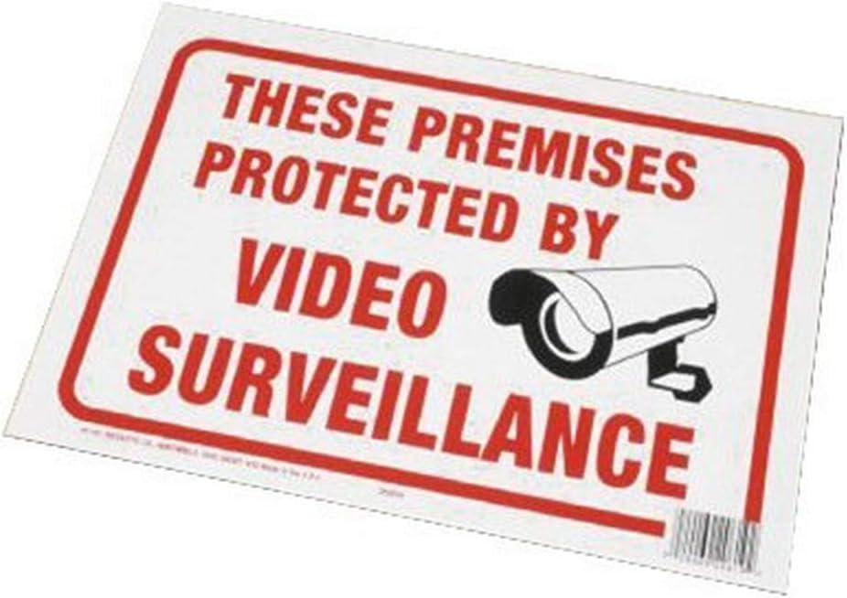 Hy-Ko Products 20619 Surveillance Plastic Sign 8.5" x 12" Red/White (Pack of 5) 8.5" x 12" (Pack of 5) Protected By Video Surveillanc
