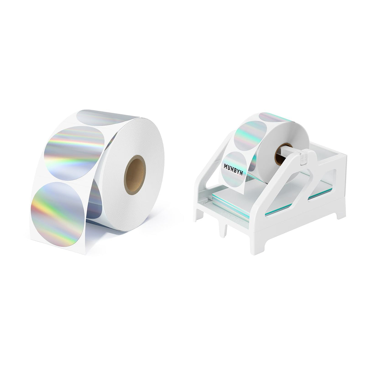 2" Circle Holographic Thermal Label Stickers+White Label Holder