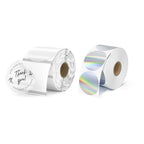 2 Inch Silver Fine Glitter Thermal Labels+2" Circle Holographic Thermal Label Stickers