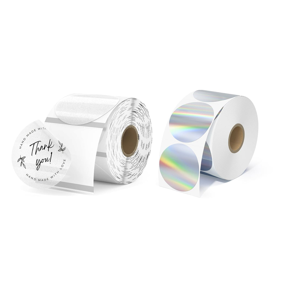 2 Inch Silver Fine Glitter Thermal Labels+2" Circle Holographic Thermal Label Stickers